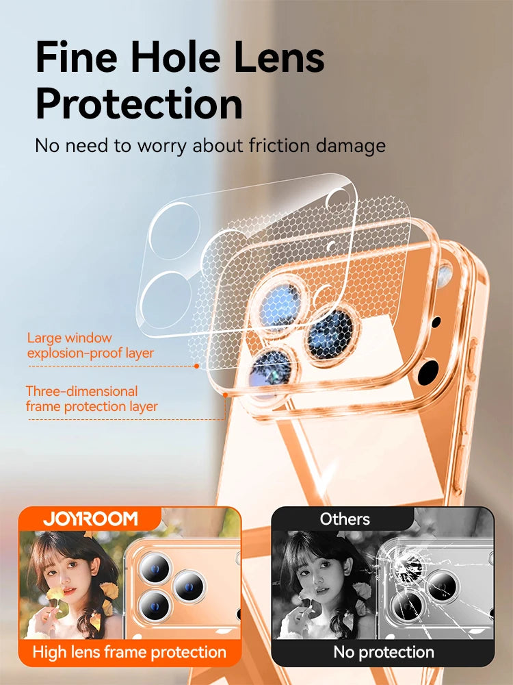 Joyroom Iphone 17 16 15 Pro Max Case Lens Protection Anti-Yellow Transparent Shockproof Cover