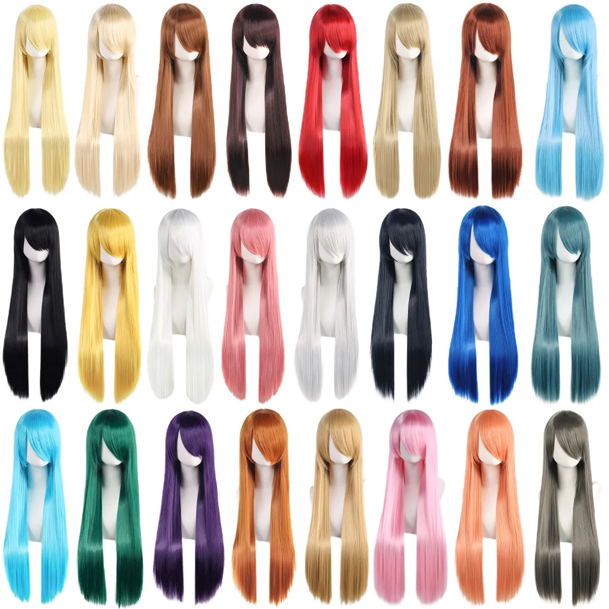 Long Straight Cosplay Wig – 32 Inch Synthetic Lolita Hair, 36 Colors