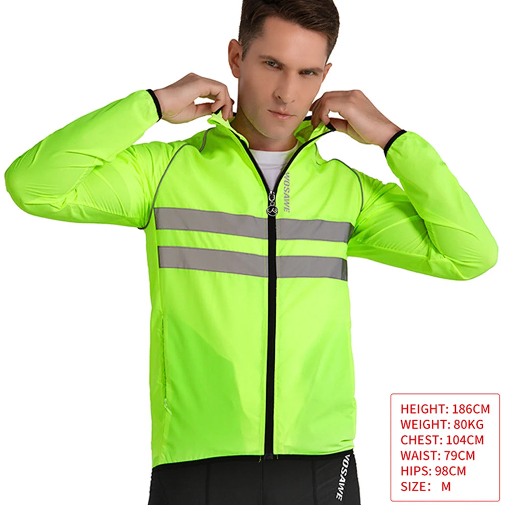 Men's Cycling Windbreaker Jacket – Water-Resistant MTB Long Sleeve Coat