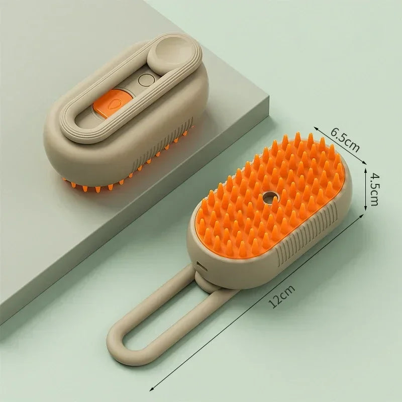 3-in-1 Steam Pet Brush for Cats & Dogs – Self-Cleaning Grooming Comb