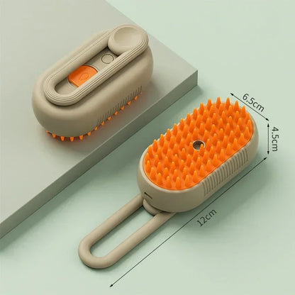 3-in-1 Steam Pet Brush for Cats & Dogs – Self-Cleaning Grooming Comb