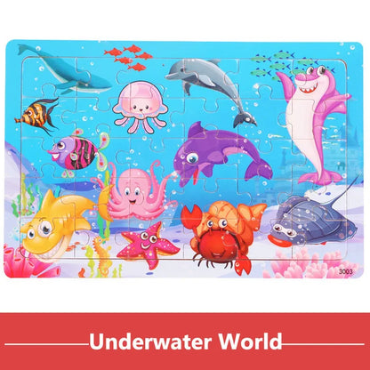 Wooden Cartoon Animal Puzzle for Kids – 30 Pieces Montessori Toy
