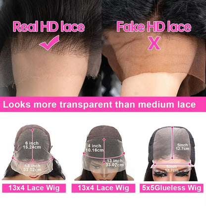 Body Wave Lace Front Wig Human Hair 13x4 HD Transparent Pre Plucked