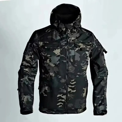 Men's Tactical Soft Shell Jacket – Waterproof Military Hooded Outdoor Coat