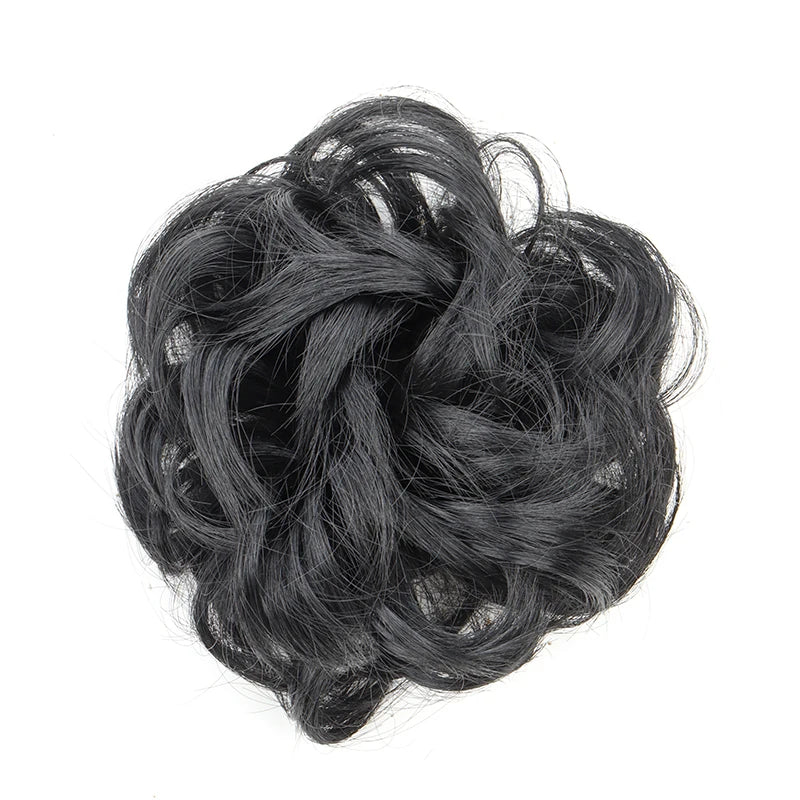 Synthetic Messy Bun Chignon Donut Hair Pad Elastic Rope Rubber Band Black Brown Blonde Hairpiece