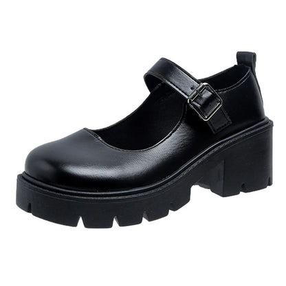 Platform Mary Jane Pumps – Buckle Strap Block Heel