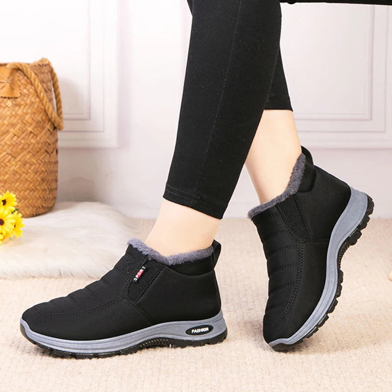 Women's Waterproof Snow Boots – Plush-Lined Warm Ankle Boots