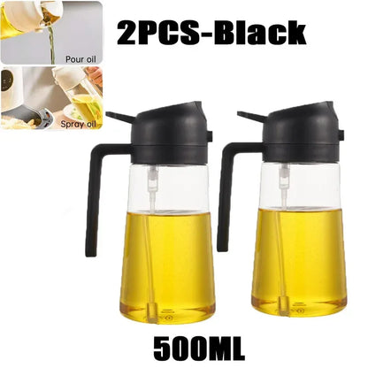2-in-1 Oil Spray & Pour Bottle with Auto Lid – 500ml