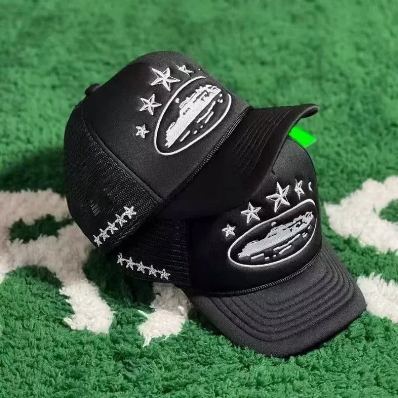 Five Star Embroidered Mesh Trucker Hat – Unisex Snapback Cap
