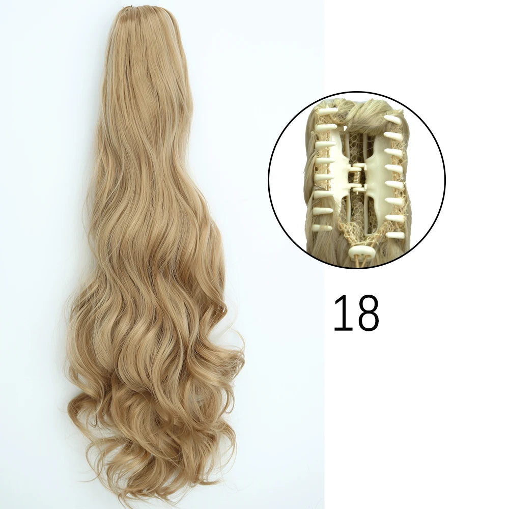 Synthetic Long Straight Claw Clip Ponytail Hair Extensions 24inch Heat Resistant Pony Tail Piece