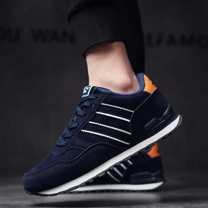 Men's Leather Casual Sneakers – Lightweight Lace-Up Retro Shoes