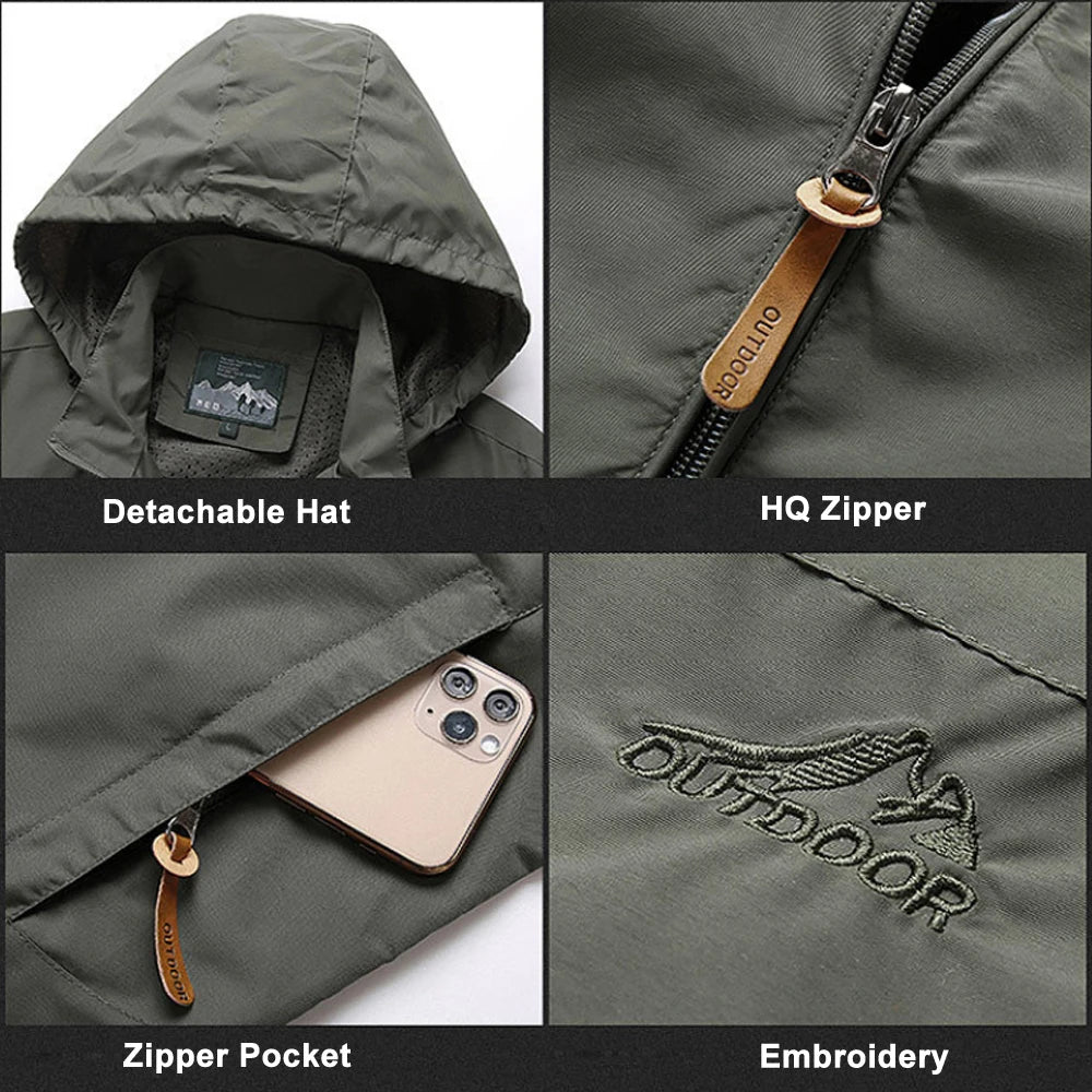 Men's Waterproof Tactical Windbreaker Jacket with Hood
