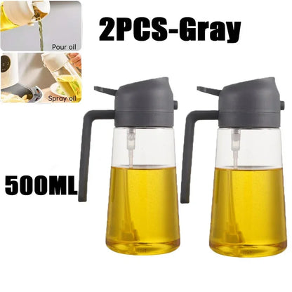 2-in-1 Oil Spray & Pour Bottle with Auto Lid – 500ml
