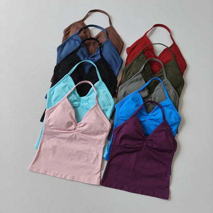 Women's Strappy Backless Crop Top & Scrunch Shorts Set – Gym Yoga Activewear