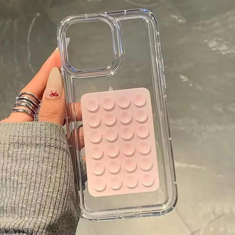 Phone Case Iphone 17 16 15 14 Pro Max Air 16e 11 12 13 7 8 Xr X 3d Suction Cup Airbag Transparent