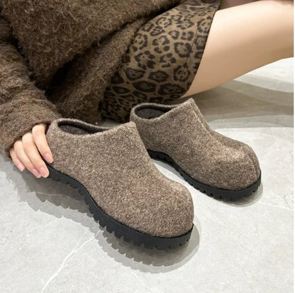 Women's Flannel Platform Slippers – Closed Toe Retro Clogs