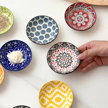 Bohemian Ceramic Condiment Dishes Set – 6 or 10 Pieces