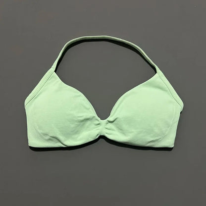 Women's Strappy Sports Bra – Padded Push-Up Gym Top