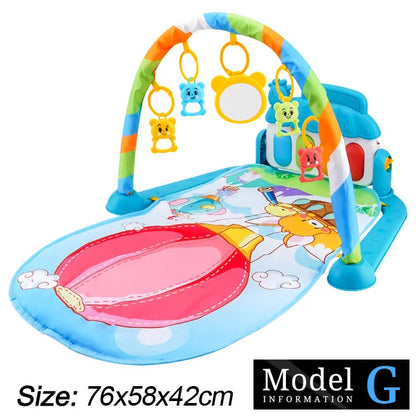 Baby Fitness Stand Music Play Gym Activity Toys Newborn Piano Crawling Blanket Pedal Game Pad Early