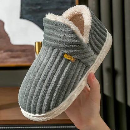 Fur Slippers Women Men Winter Warm Plush Indoor Slides