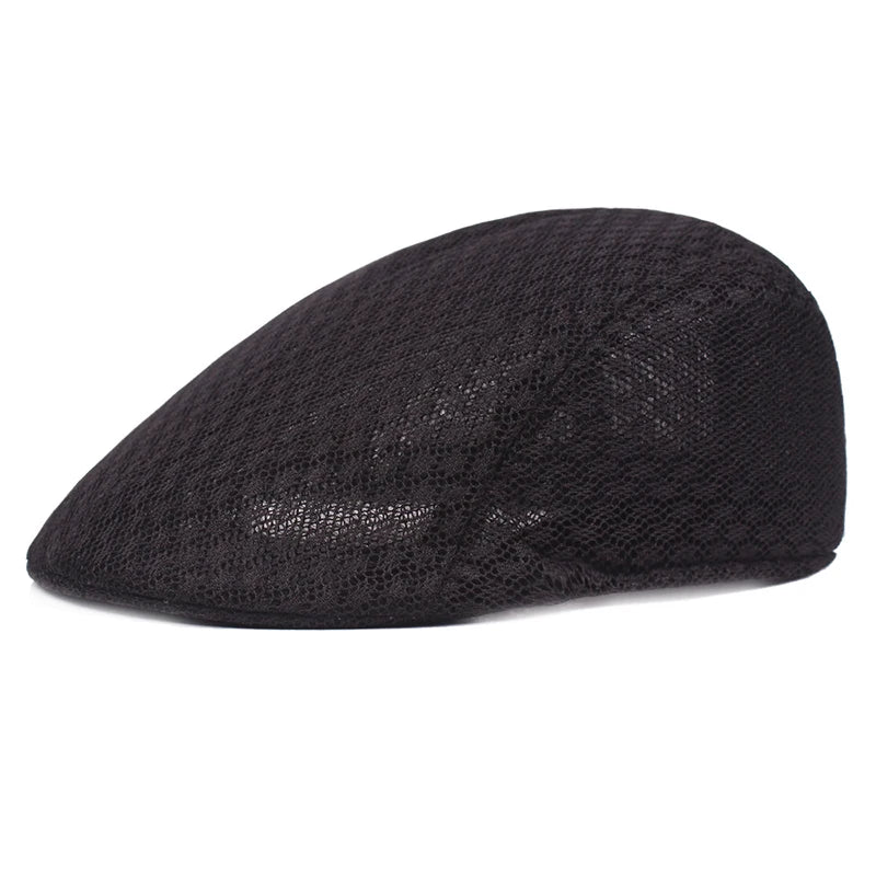 Mesh Beret Flat Cap – Unisex Breathable Newsboy Hat