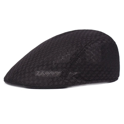 Mesh Beret Flat Cap – Unisex Breathable Newsboy Hat