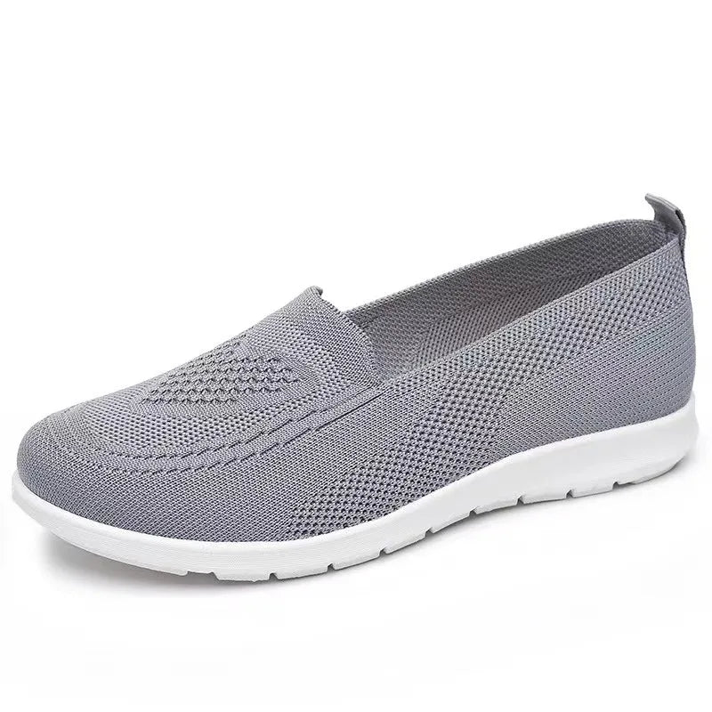 Women's Breathable Slip-On Flats – Casual Knit Mesh Shoes