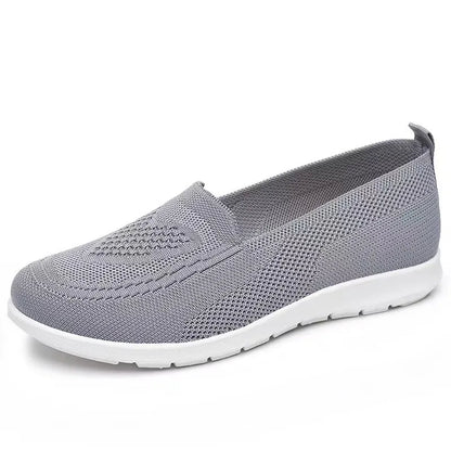 Women's Breathable Slip-On Flats – Casual Knit Mesh Shoes