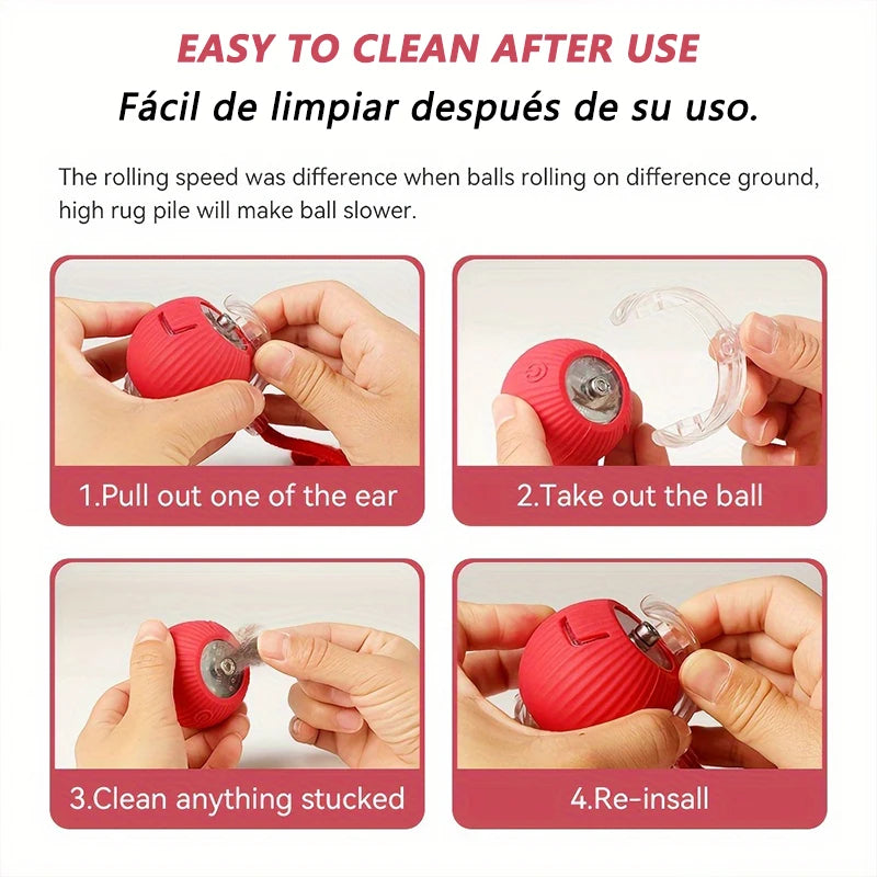 Automatic Cat Ball Toy – Smart Sensor Self-Moving Rechargeable