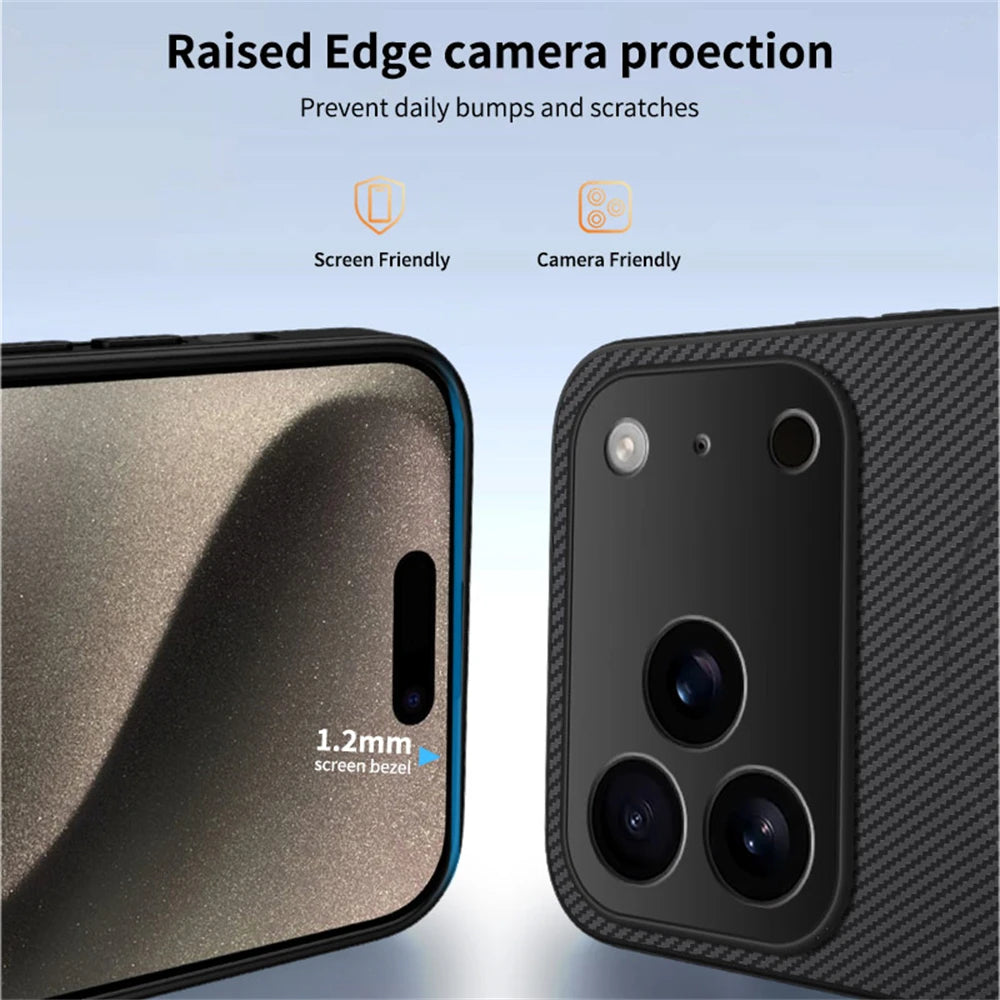 Ultra Thin Carbon Fbier Magnetic Leather Case Iphone 17 Air 16e 16 15 14 13 Pro Max Magsafe