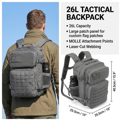 26L Tactical Backpack – MOLLE Rucksack for Men & Women