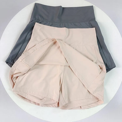 Women's Ice Silk Skort – Quick-Dry High-Waist Tennis Skirt