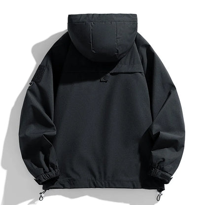 Men's Cargo Hooded Windbreaker Jacket – Waterproof Loose Fit