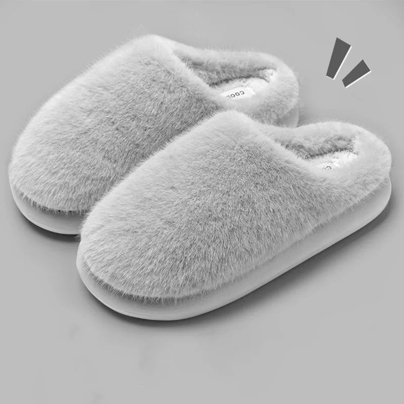 Faux Fur Slippers – Women's Warm Plush House Shoes with Non-Slip Sole