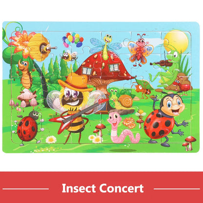 Wooden Cartoon Animal Puzzle for Kids – 30 Pieces Montessori Toy