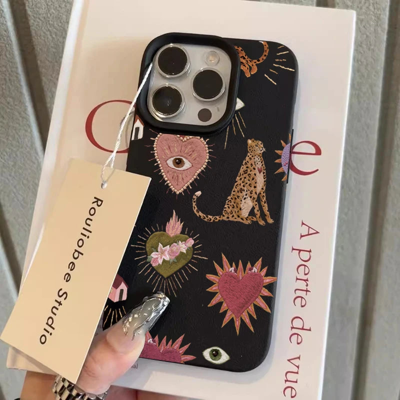 Iphone 16 15 14 13 12 11 17 Pro Max Plus Case Personalized Leopard Lichee Pattern Silicone Cover Xs