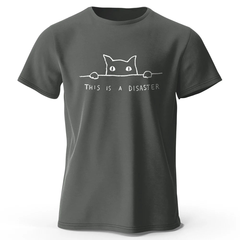 Minimalist Line Art Cat Graphic T Shirt Soft Cotton Unisex Tee