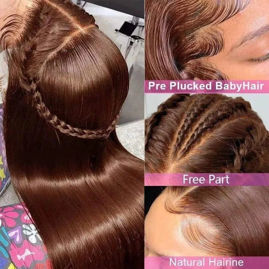 13x4 HD Lace Front Wig Chocolate Brown Bone Straight Human Hair