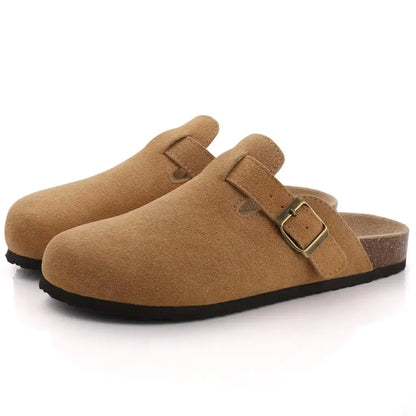 Women S Suede Mules Slippers Men Clogs Cork Insole Sandals Arch Support Outdoor Beach Slides Home