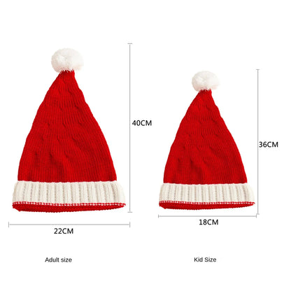 Christmas Knit Santa Beanie with Pom Pom – Adults & Kids