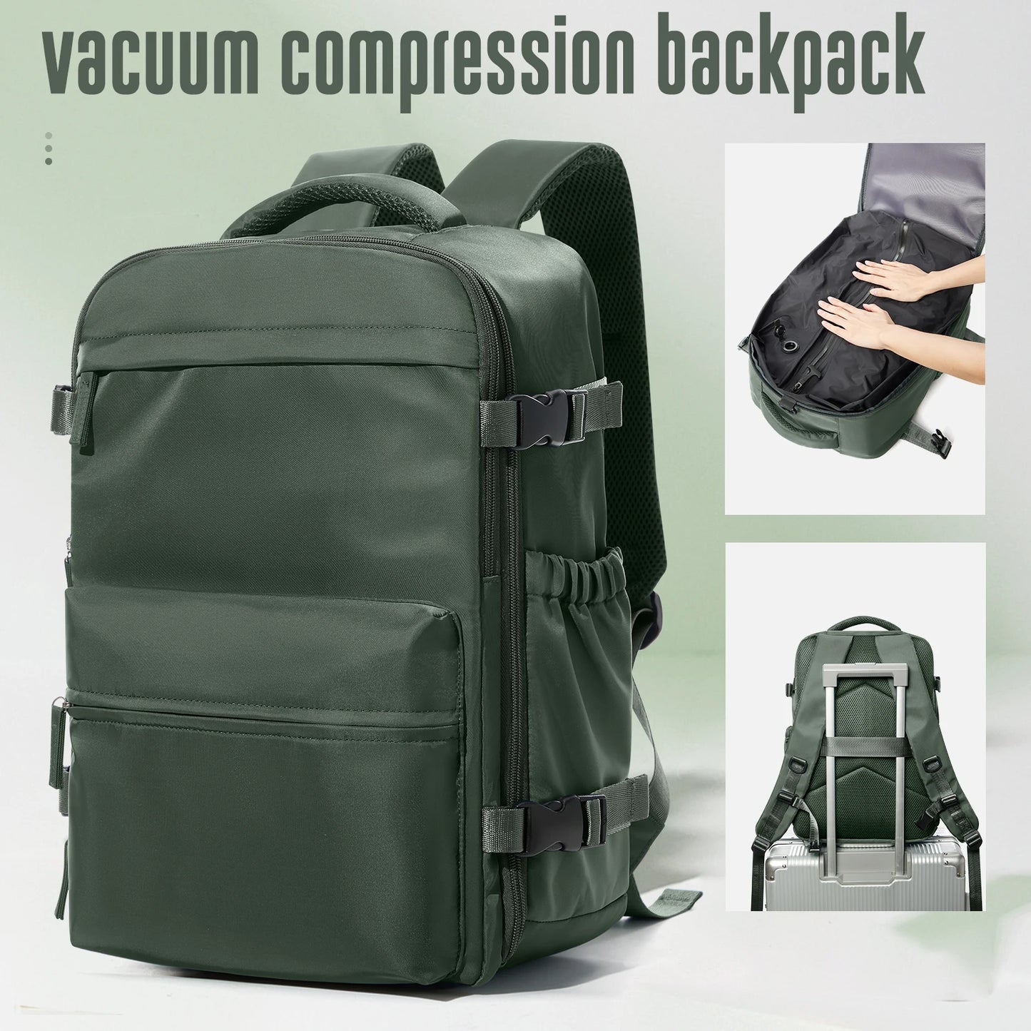 Vacuum Compression Travel Backpack – Large Capacity Expandable Laptop Bag for Men & Women