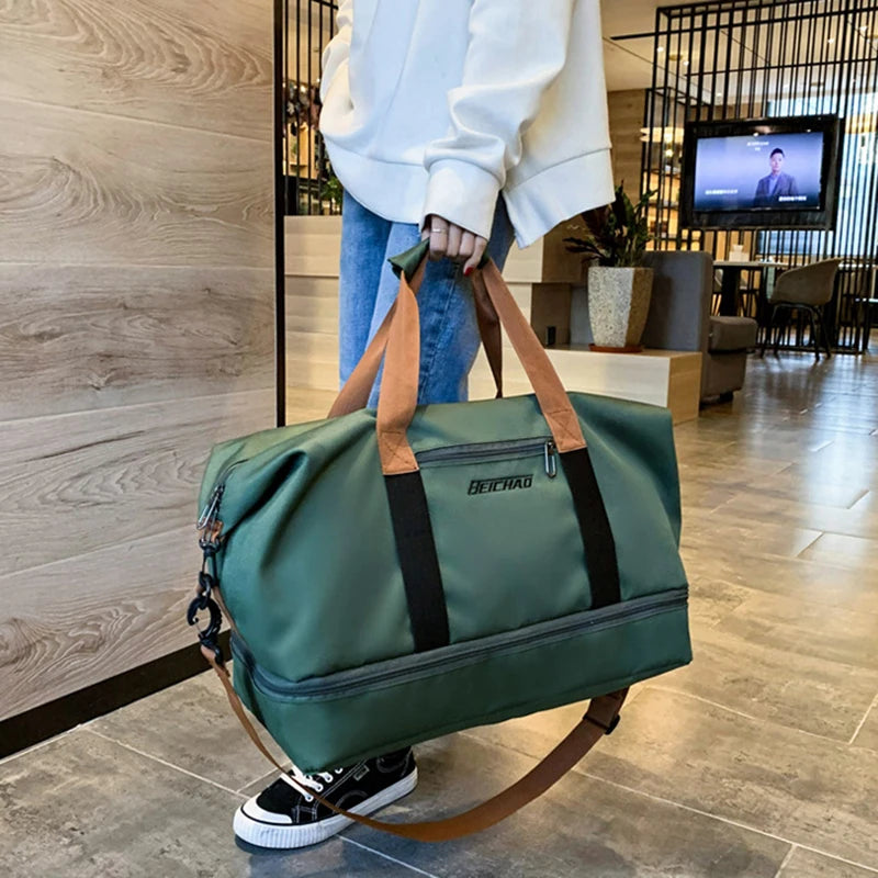 Expandable Travel Duffle Bag with Shoe Compartment – Women's Weekend Overnight Bag