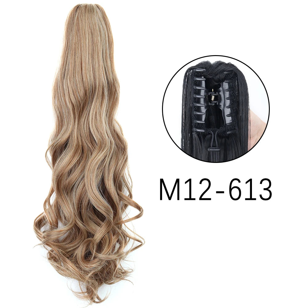 Synthetic Long Straight Claw Clip Ponytail Hair Extensions 24inch Heat Resistant Pony Tail Piece