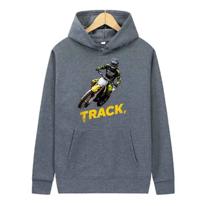 Track Print Hoodie Casual Streetwear Pullover Sweatshirt
