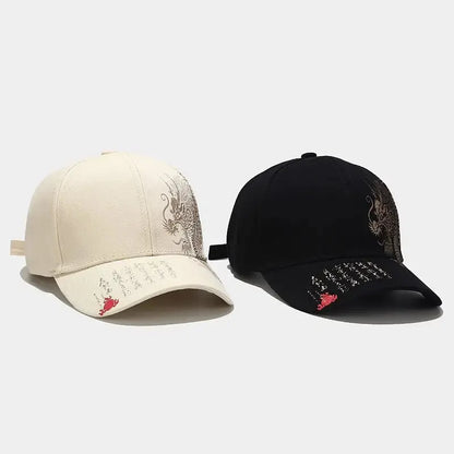 Dragon Embroidery Baseball Cap – Chinese Style Unisex Hat