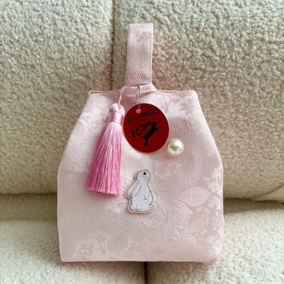 Chinese Style Embroidered Wrist Bag with Tassel Pendant