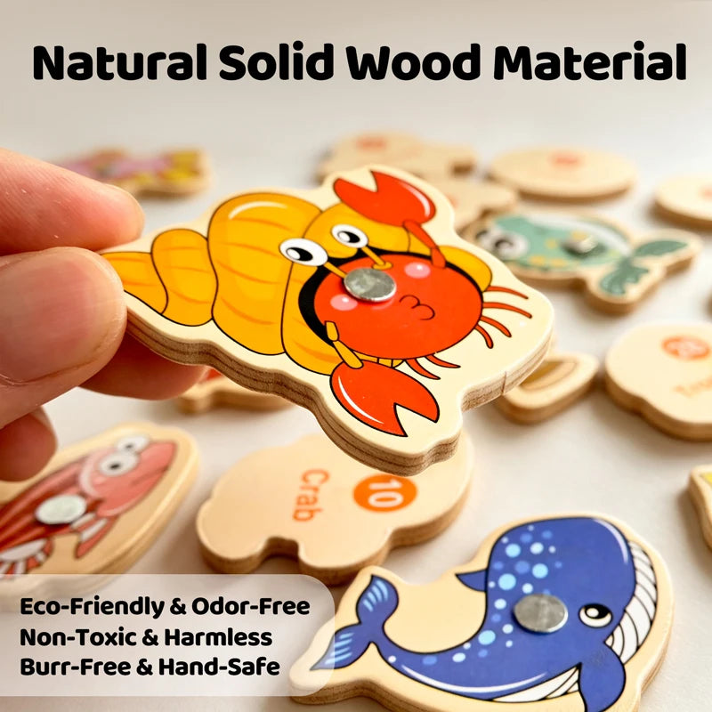 Wooden Magnetic Fishing Toy – Montessori Ocean Learning Game for Kids