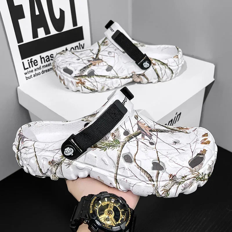 Men's Camo Print Garden Clogs – Chunky Platform Outdoor Shoes
