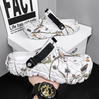 Men's Camo Print Garden Clogs – Chunky Platform Outdoor Shoes
