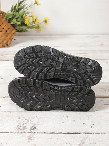 Women's Fleece-Lined Winter Snow Boots – Warm Mid-Top Zip